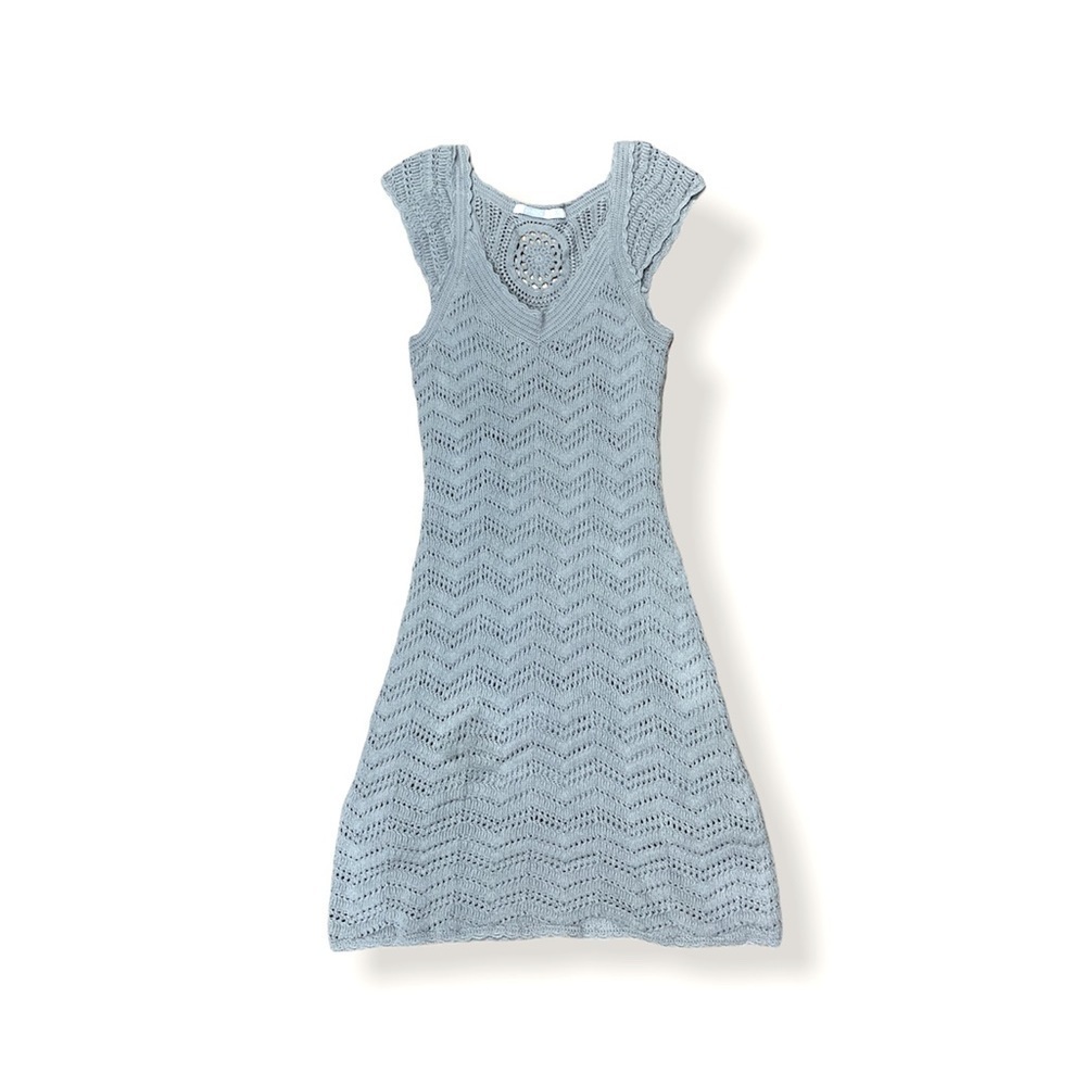 ATHLETA Womens Gray Crocheted Dress w/ Cap Sleeves
